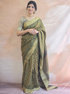 Bagh Hand Block Printed Dola Silk Saree