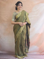 Bagh Hand Block Printed Dola Silk Saree