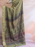 Bagh Hand Block Printed Dola Silk Saree