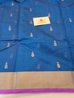 Pure Handwoven Chanderi Small Motifs - Blue