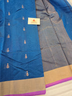 Pure Handwoven Chanderi Small Motifs - Blue