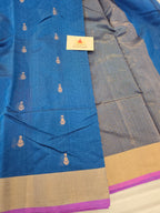 Pure Handwoven Chanderi Small Motifs - Blue