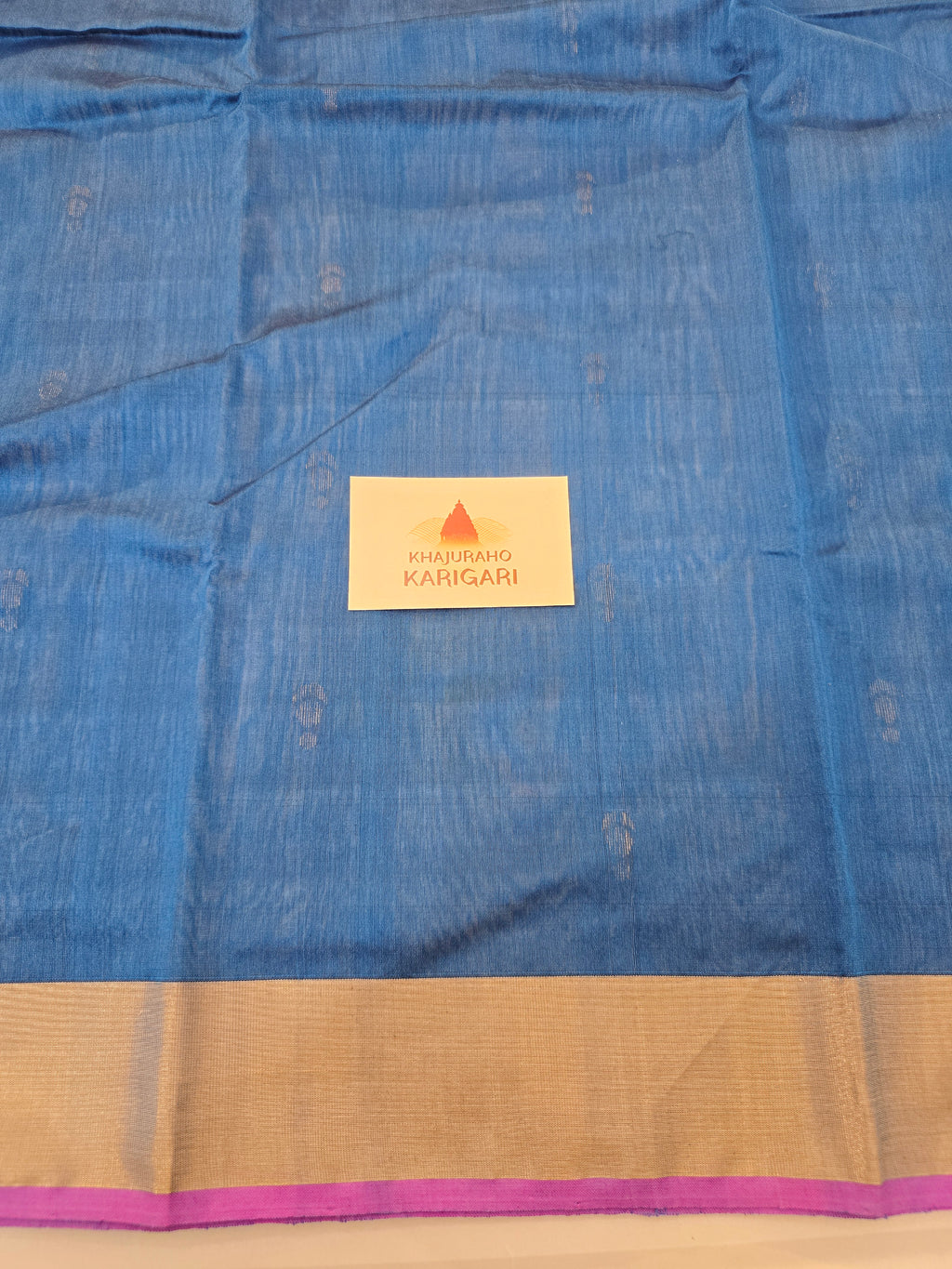 Pure Handwoven Chanderi Small Motifs - Blue