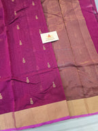 Pure Handwoven Chanderi Small Motifs - Magenta