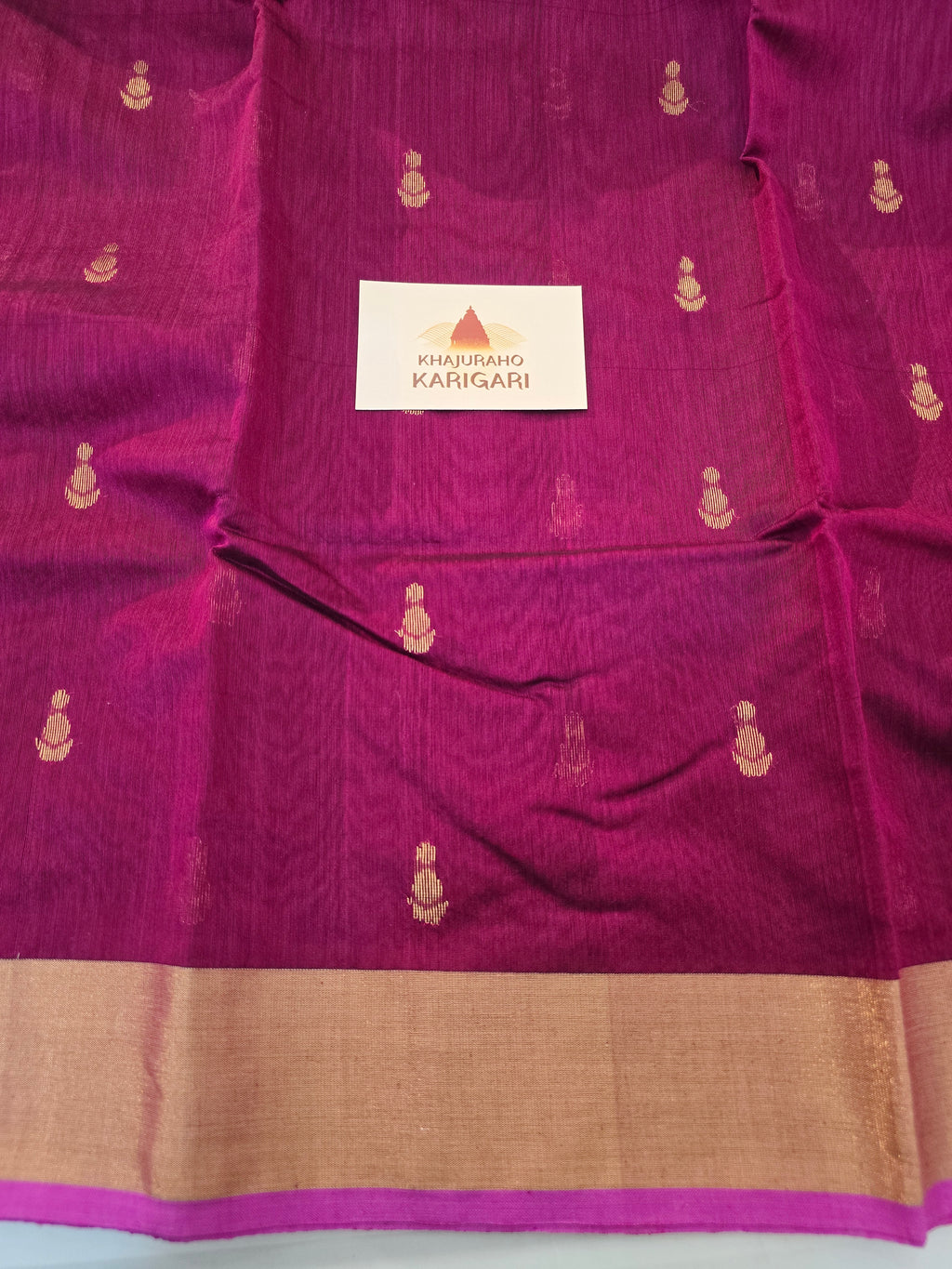Pure Handwoven Chanderi Small Motifs - Magenta