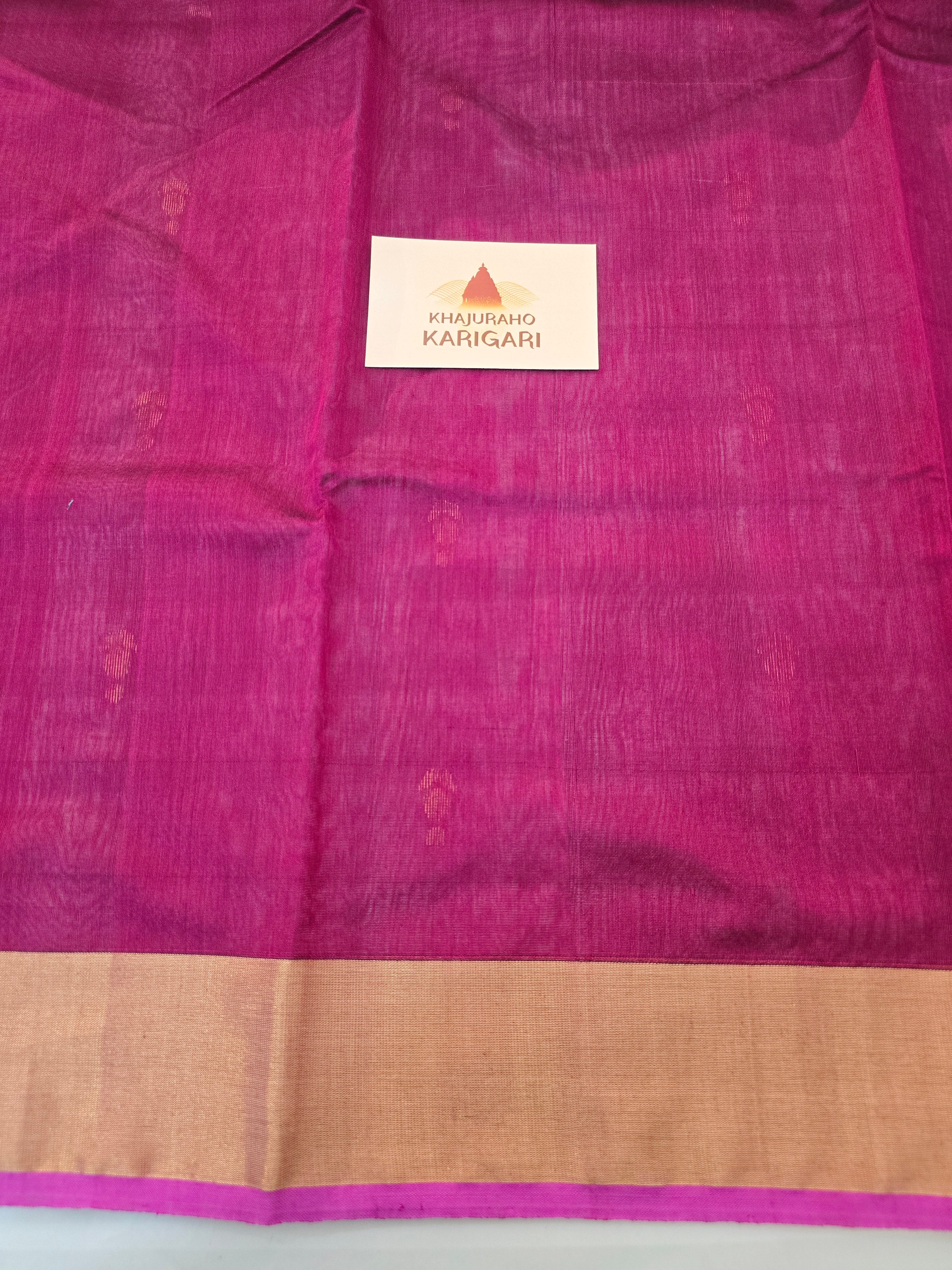 Pure Handwoven Chanderi Small Motifs - Magenta