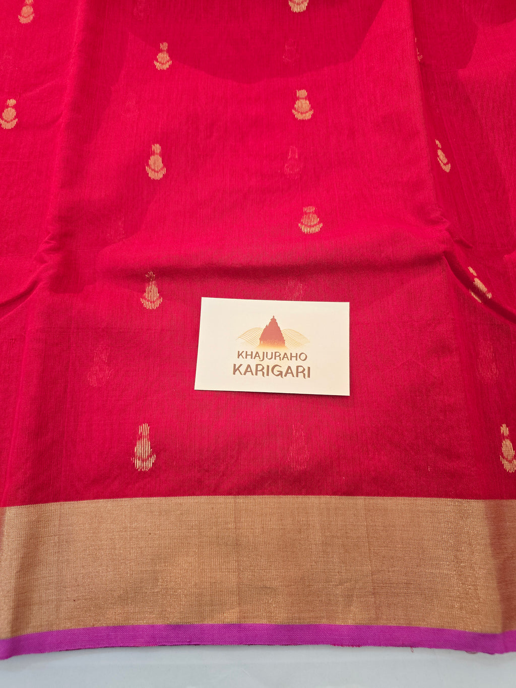Pure Handwoven Chanderi Small Motifs - Red