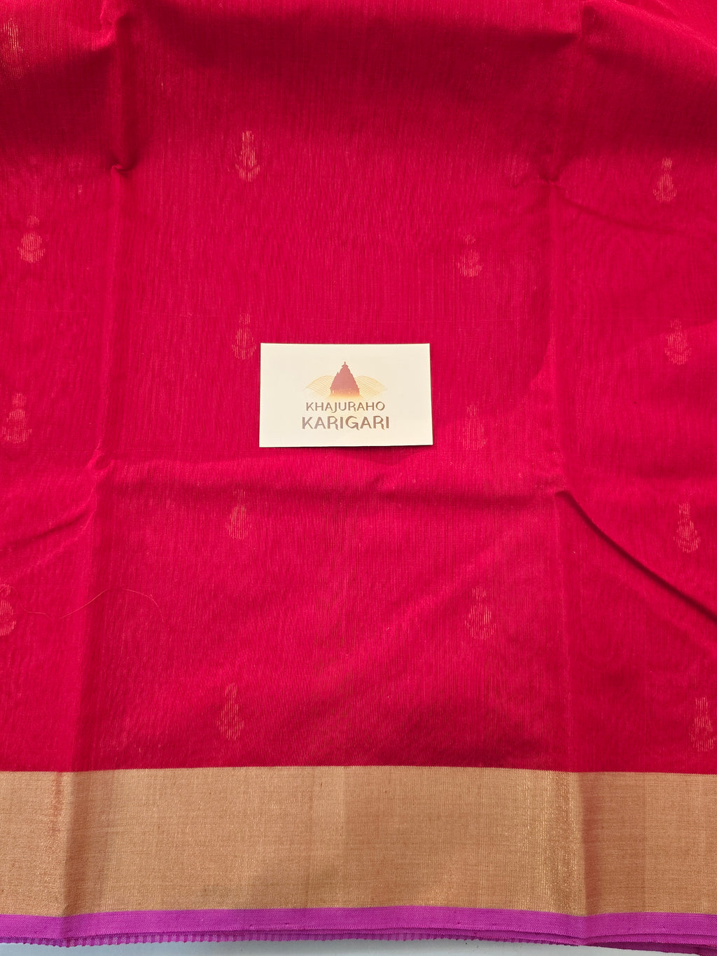 Pure Handwoven Chanderi Small Motifs - Red