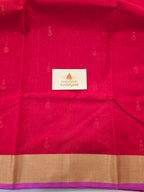 Pure Handwoven Chanderi Small Motifs - Red