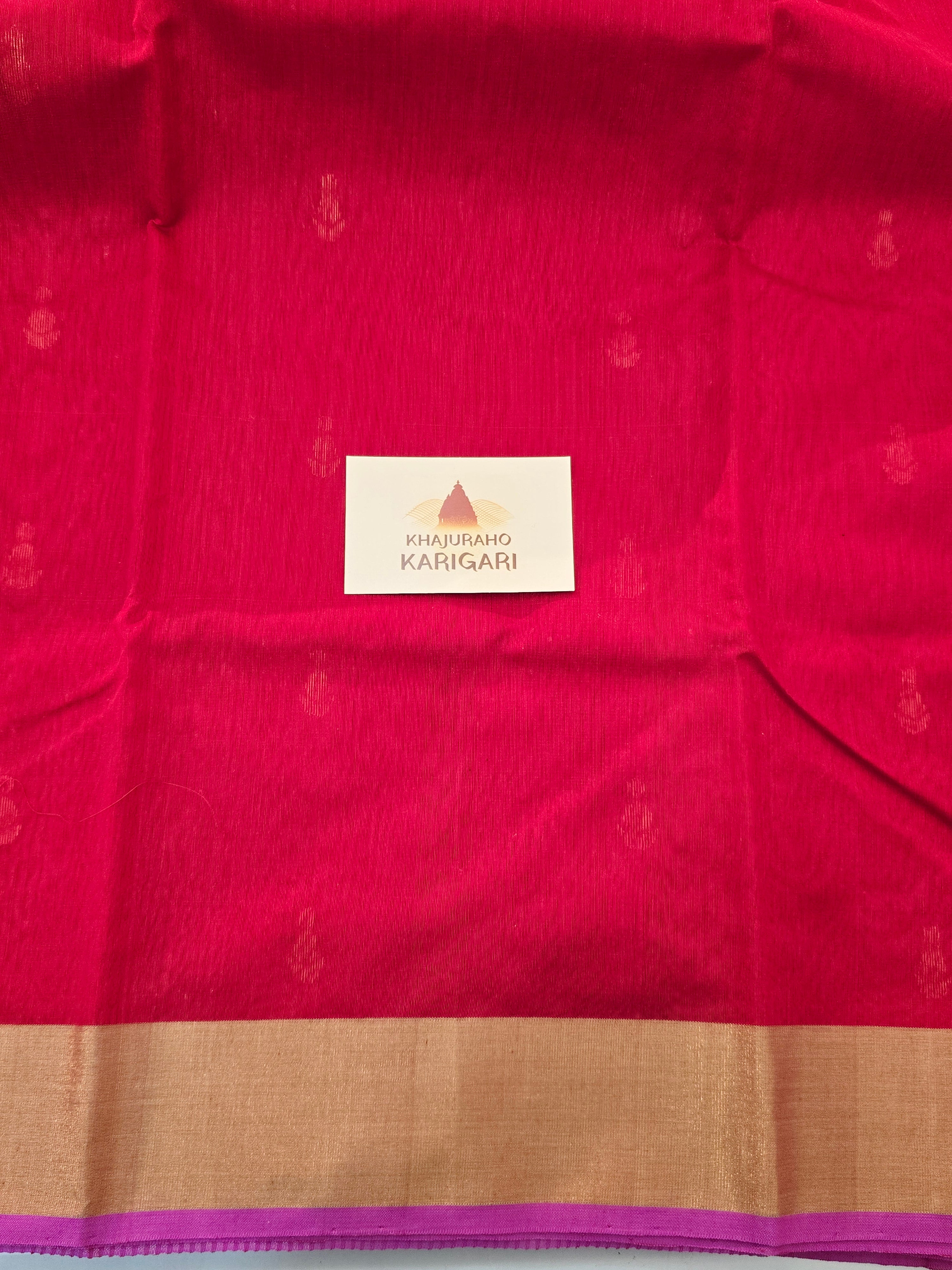 Pure Handwoven Chanderi Small Motifs - Red