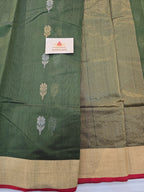 Pure Handwoven Chanderi Floral Motifs - Mehandi Green
