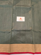 Pure Handwoven Chanderi Floral Motifs - Olive Green
