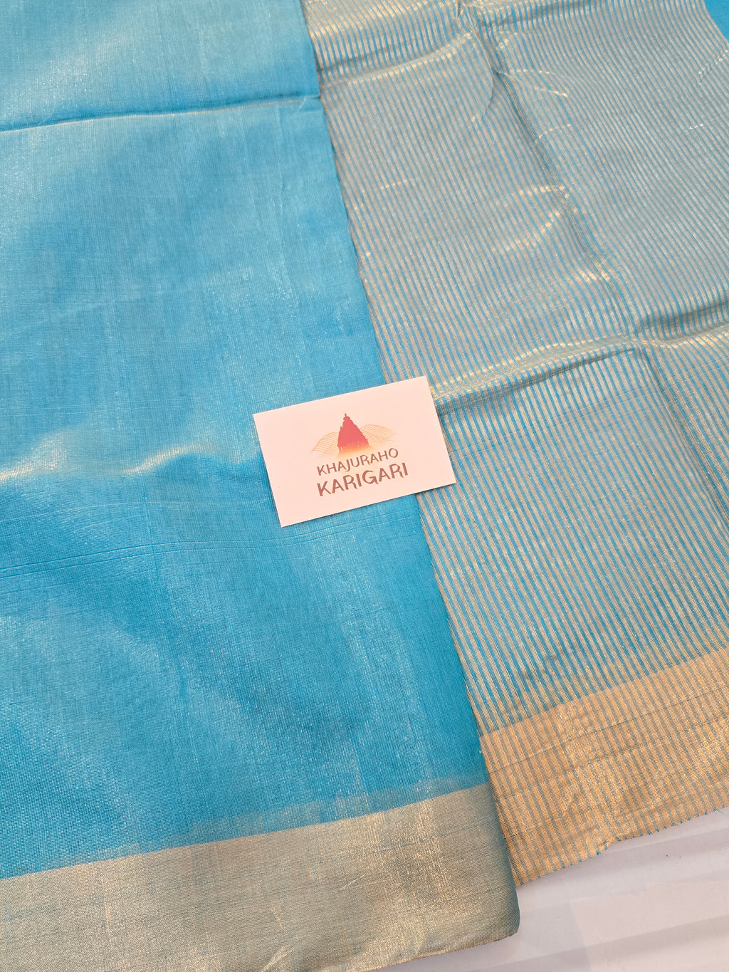 Pure Handwoven Chanderi Tissue Saree - Light Blue