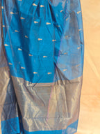 Pure Handwoven Chanderi Small Motifs - Blue