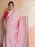 Handblock Printed Maheshwari Silk Cotton Saree