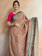 Handblock Printed Maheshwari Silk Cotton Saree