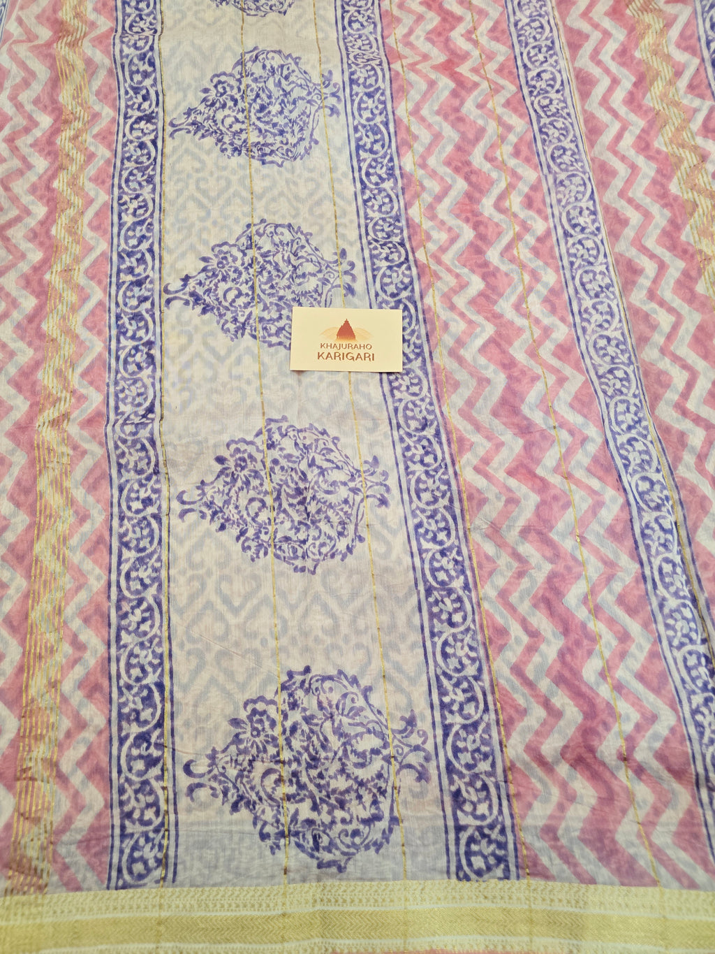 Handblock Printed Maheshwari Silk Cotton Saree