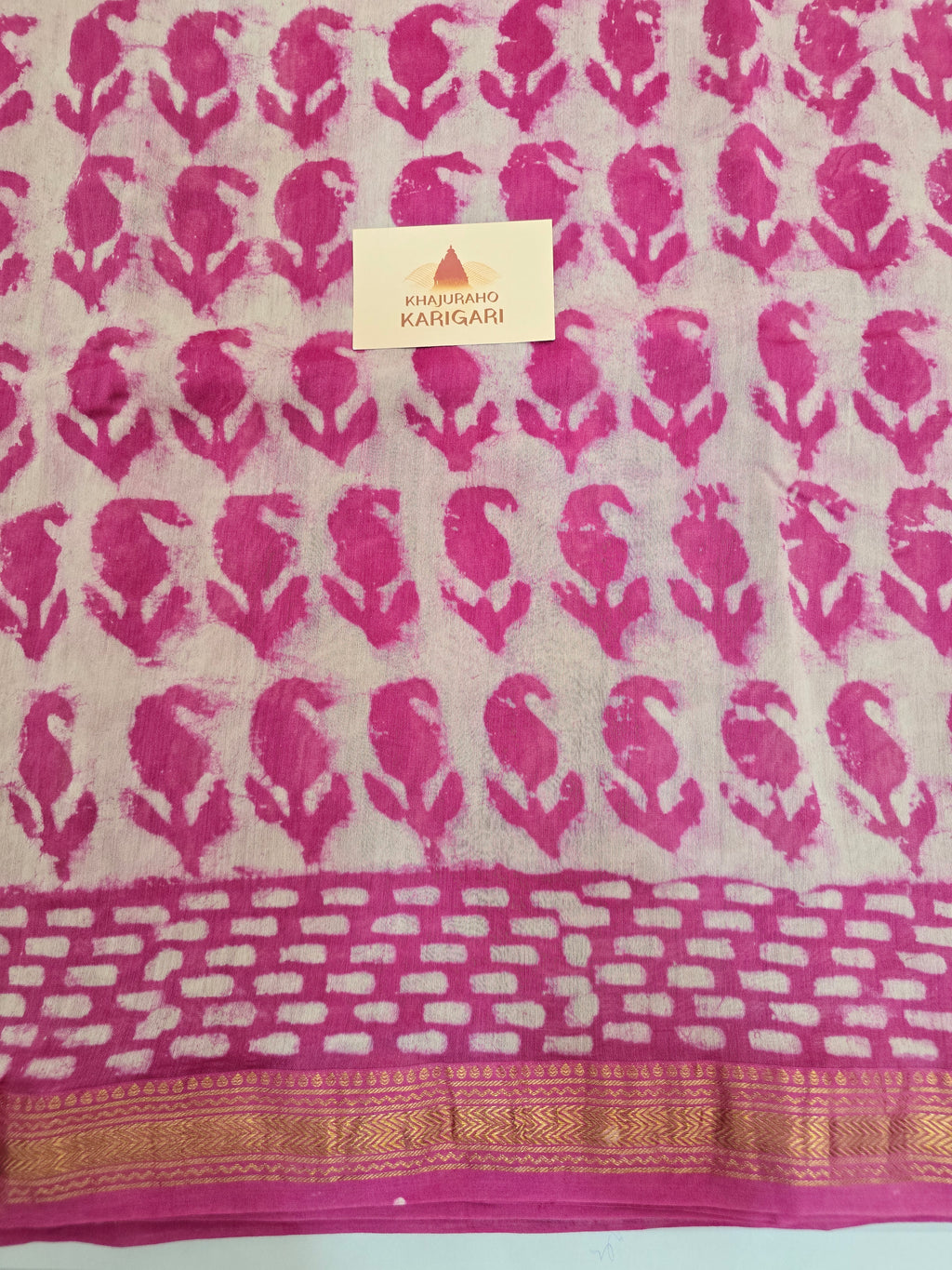 Handblock Printed Maheshwari Silk Cotton Saree