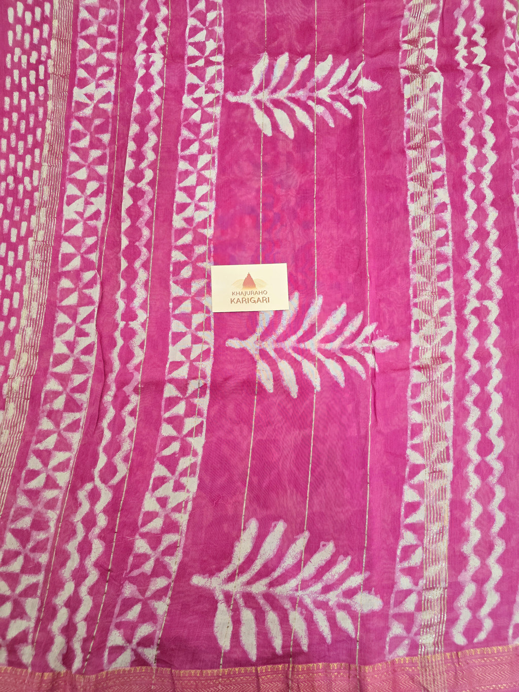 Handblock Printed Maheshwari Silk Cotton Saree