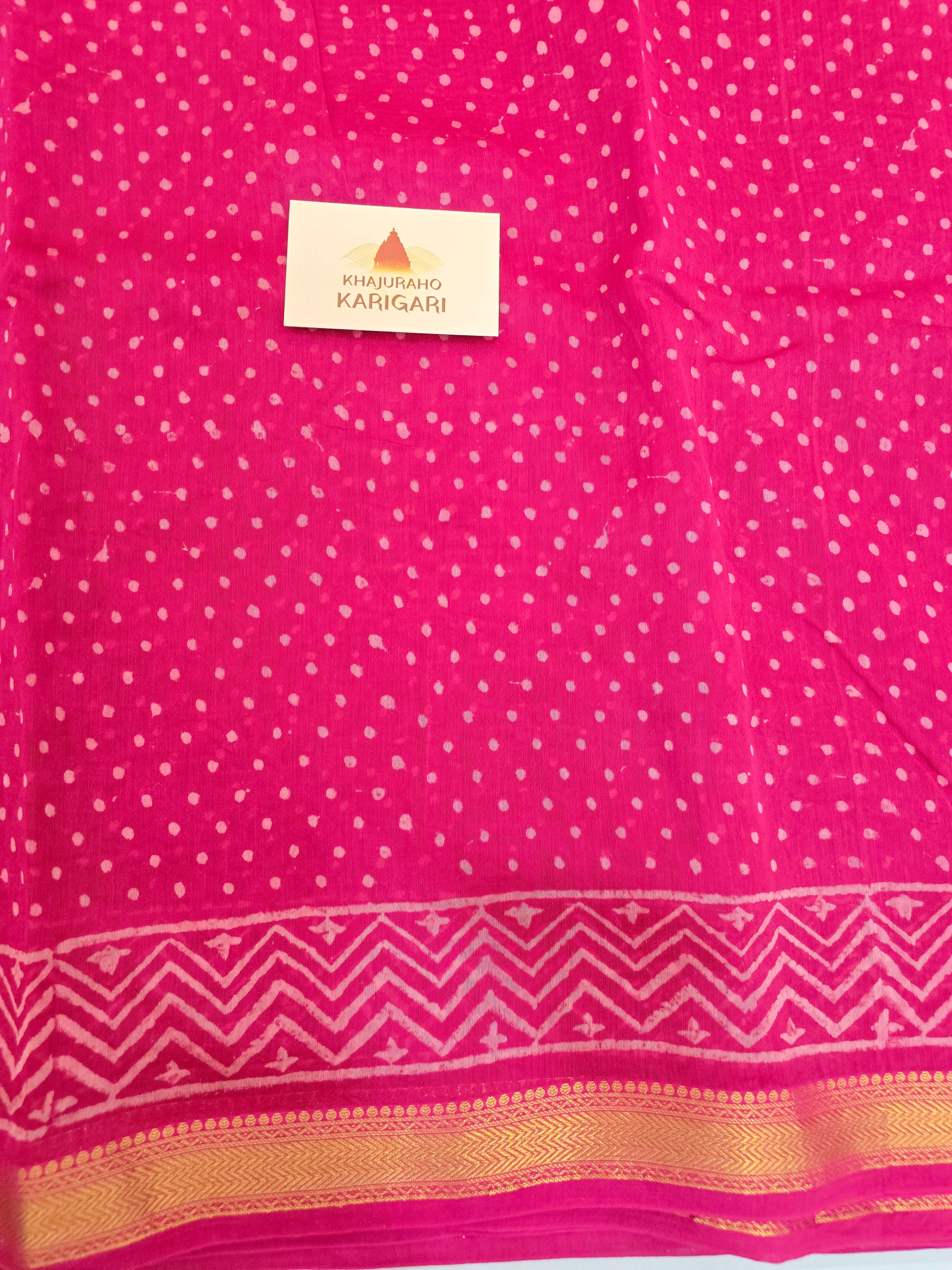 Handblock Printed Maheshwari Silk Cotton Saree