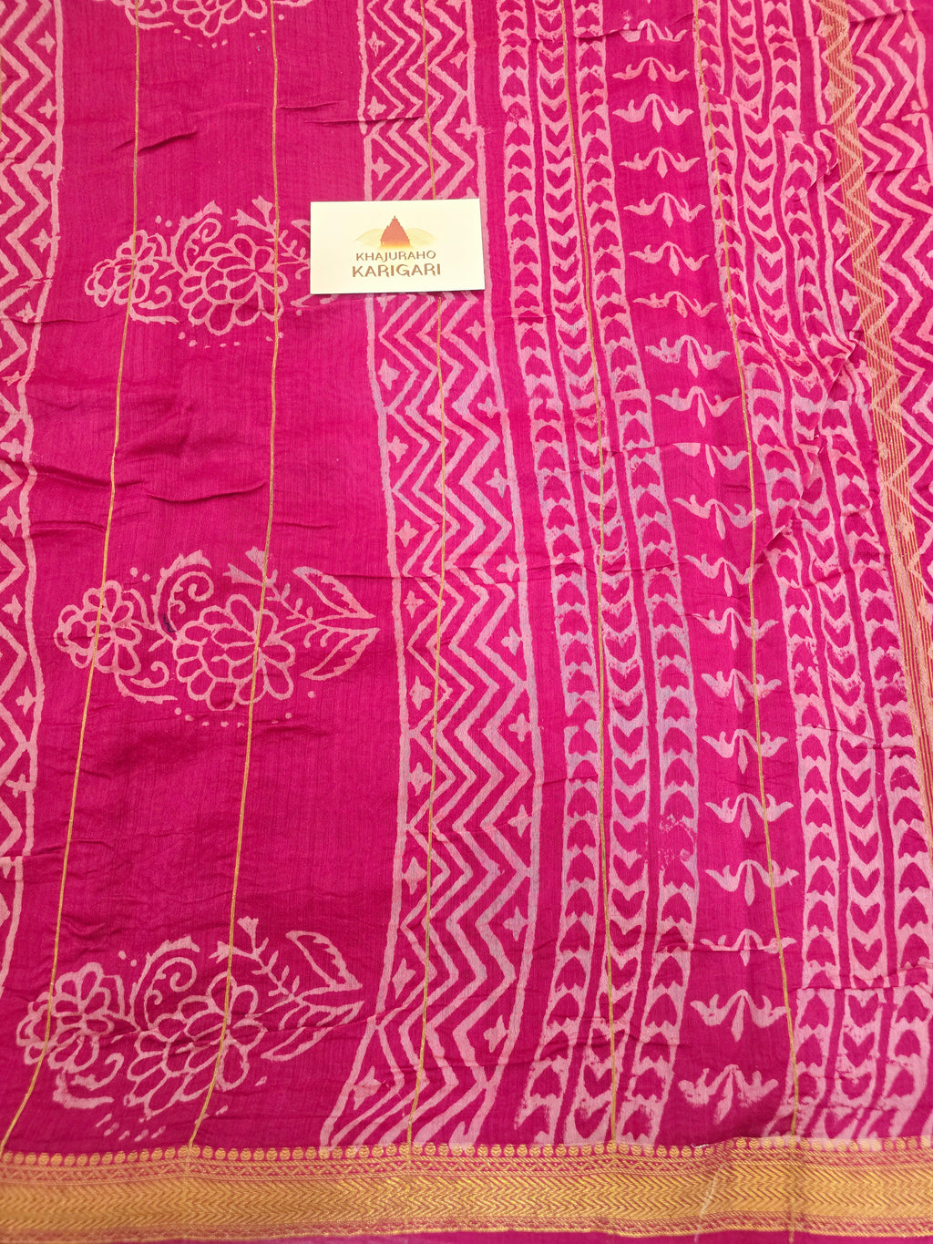 Handblock Printed Maheshwari Silk Cotton Saree