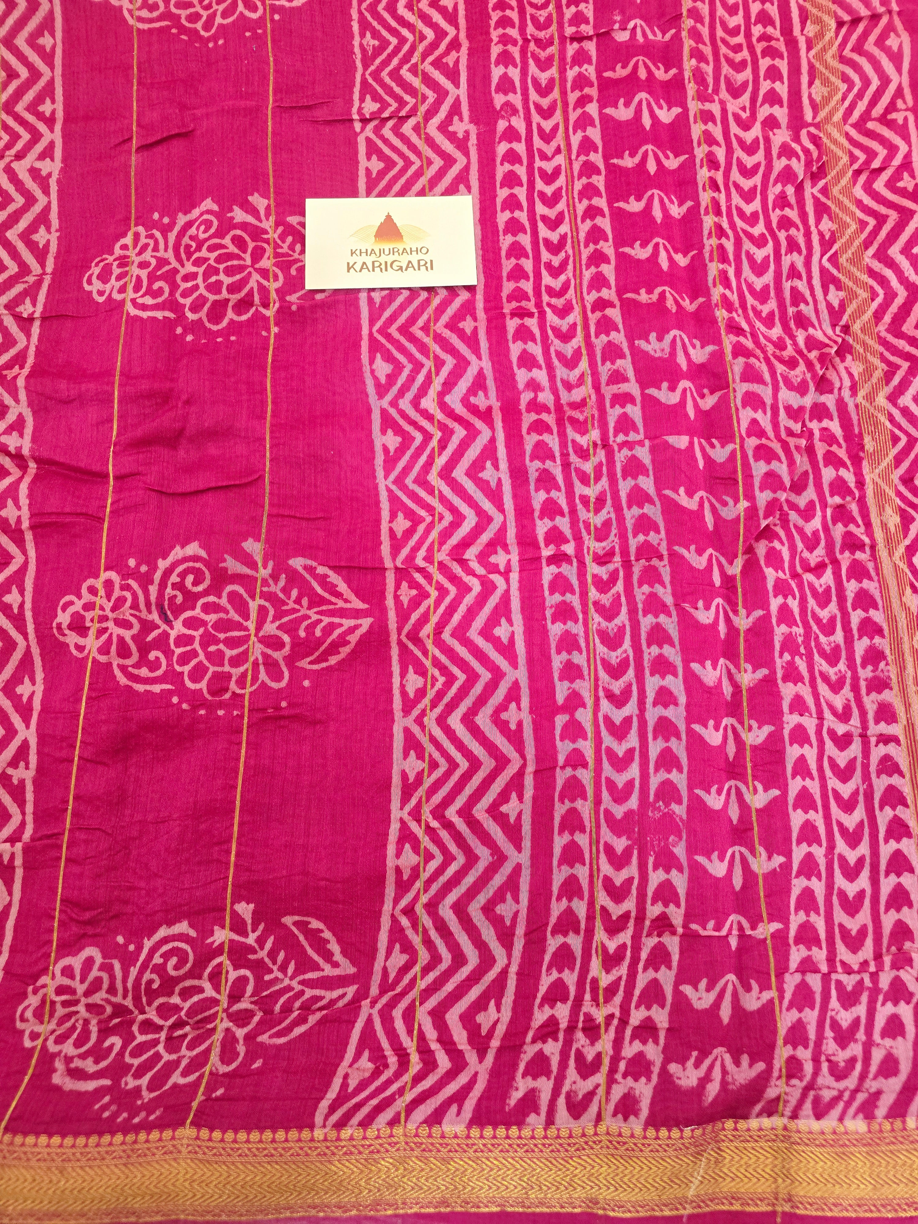 Handblock Printed Maheshwari Silk Cotton Saree
