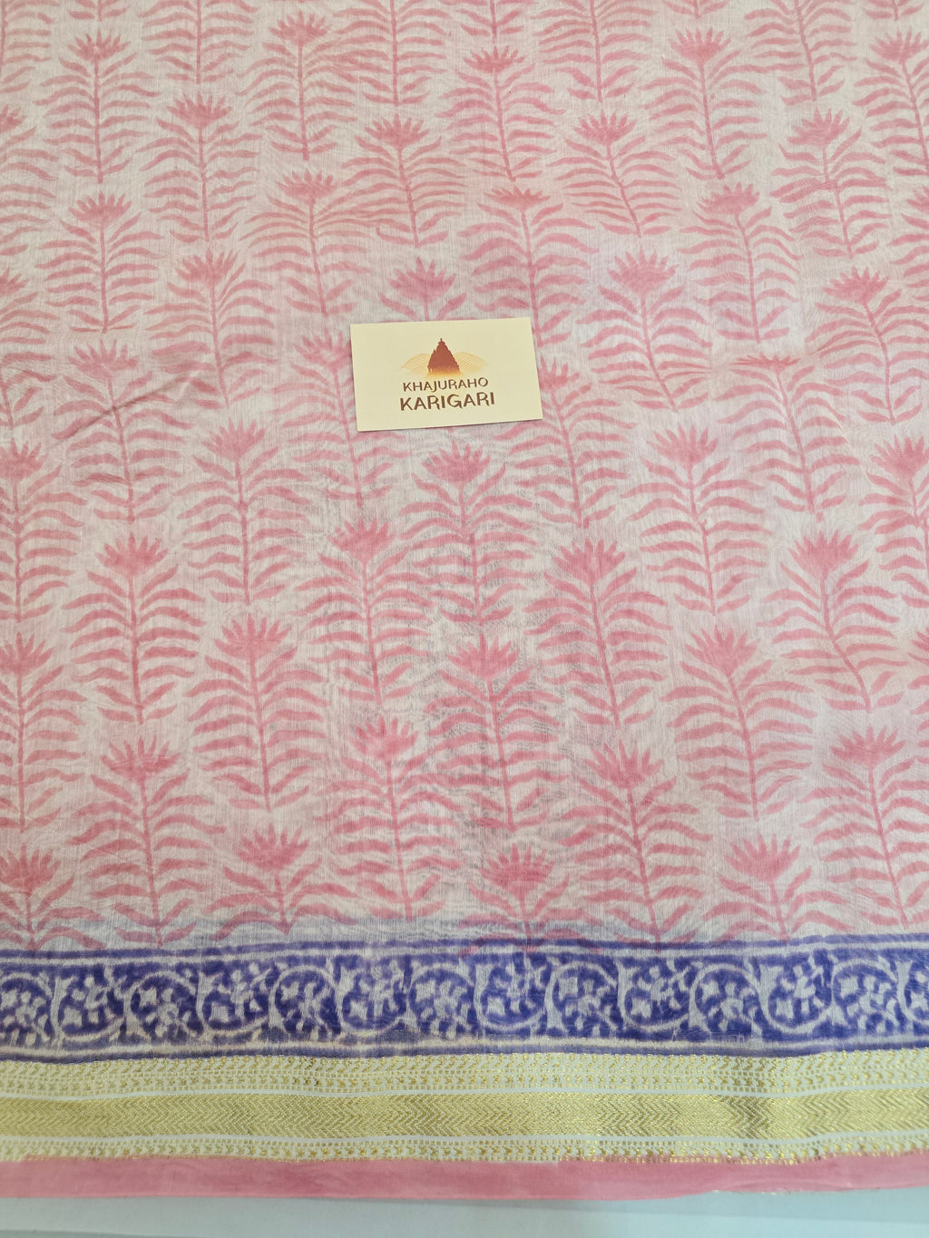 Handblock Printed Maheshwari Silk Cotton Saree