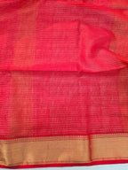 Pure Handwoven Maheshwari Zari Check Saree – Yellow Red