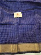 Pure Handwoven Maheshwari Zari Check Saree – Blue