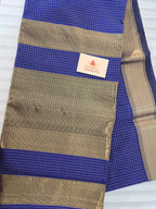 Pure Handwoven Maheshwari Zari Check Saree – Blue