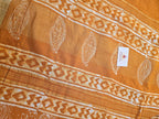 Handcrafted Linen Saree with Hand Block Hot Wax Batik - Mustard Yellow