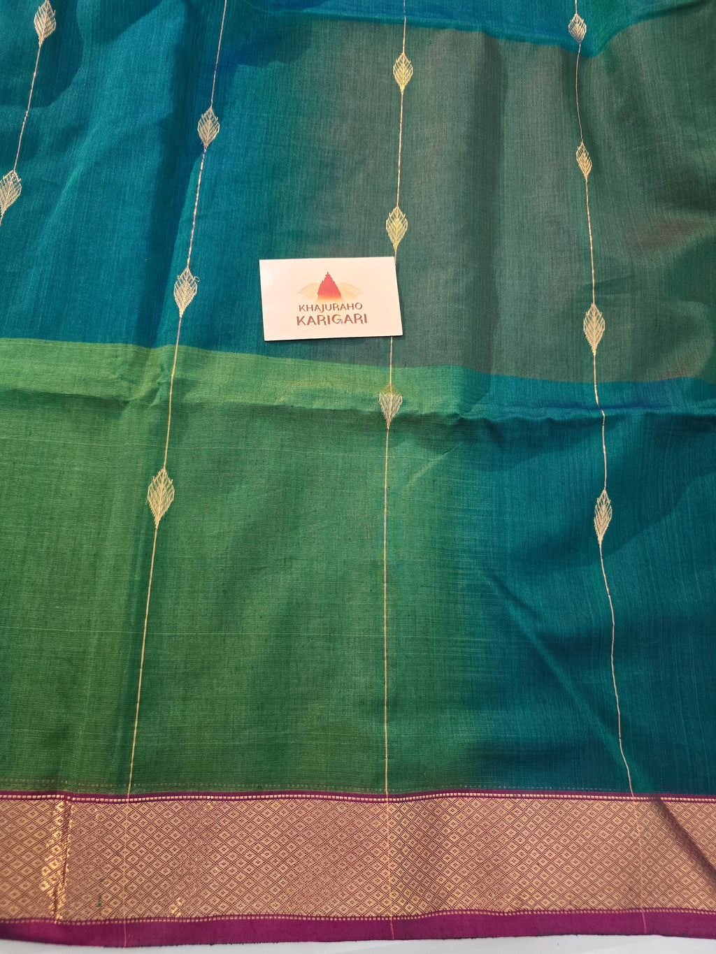 Handwoven Maheshwari Saree - Multi shaded Green
