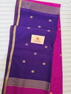 Pure Handwoven Star Boota Maheshwari Saree - Pink and Purple