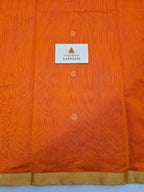 Pure Handwoven Chanderi Small Motifs Narrow Zari Border - Orange Pink