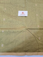 Pure Handwoven Chanderi Small Motifs Narrow Zari Border - Antique Gold