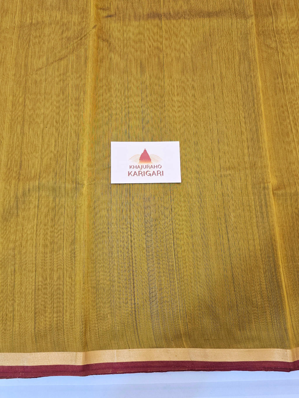 Pure Handwoven Chanderi Small Motifs Narrow Zari Border - Earthy Mustard