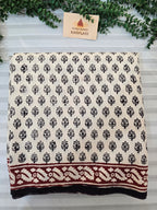 Bagh Hand Block Print Mul Cotton Saree – White