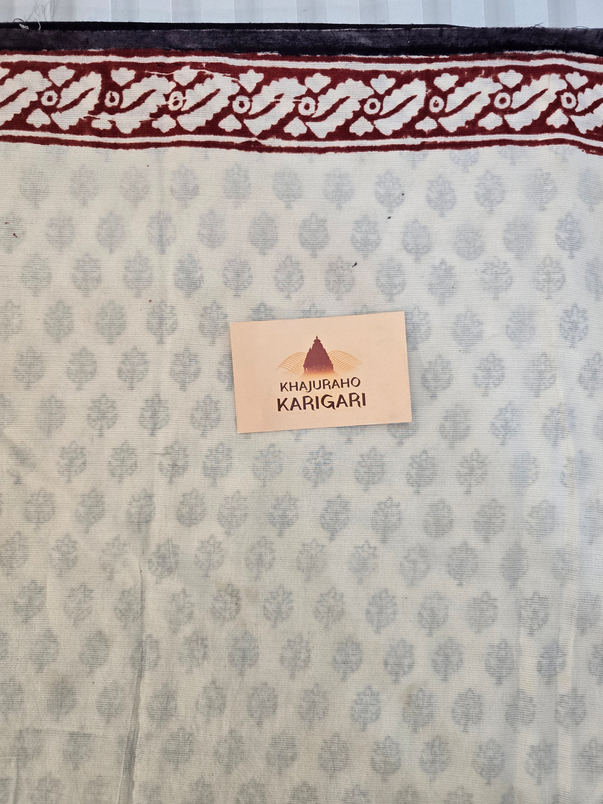 Bagh Hand Block Print Mul Cotton Saree – White