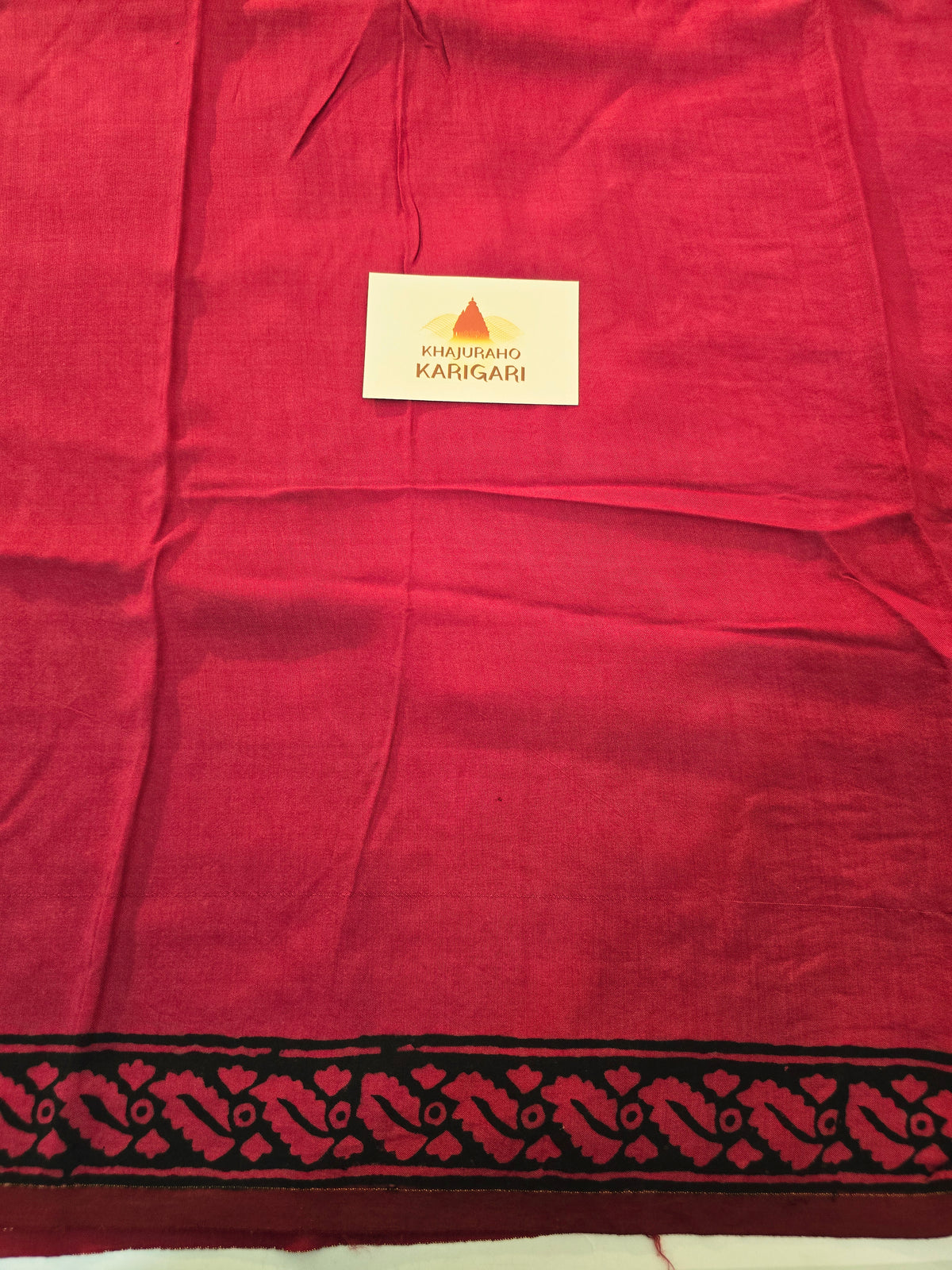 Natural Dyed Bagh Handblock Printed Dola Silk Saree - Red