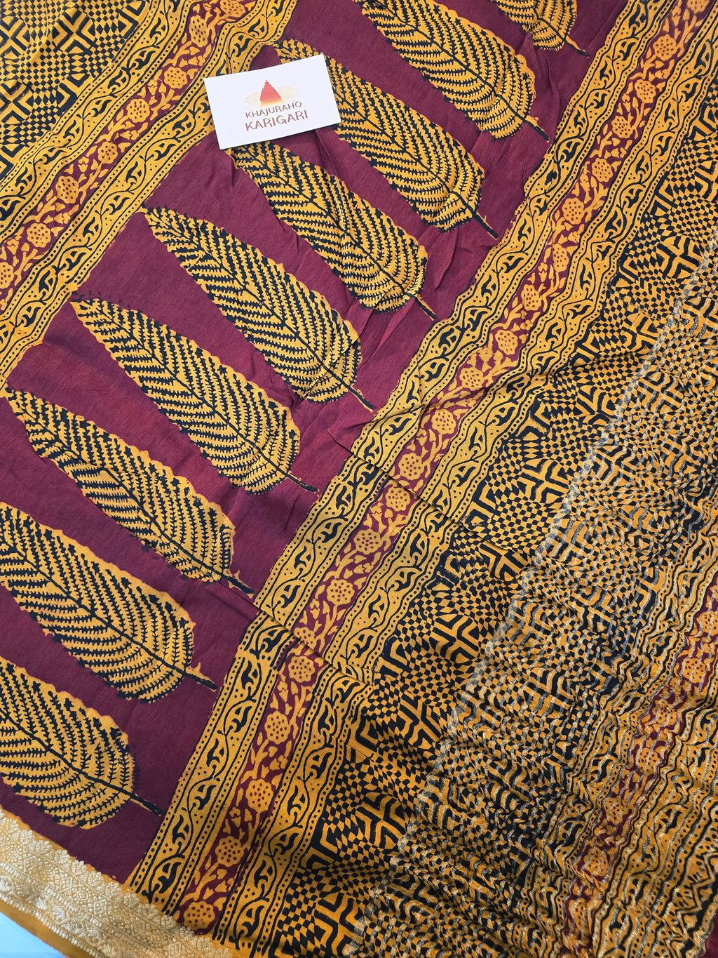 Natural Dyed Bagh Handblock Printed Dola Silk Saree - Mustard Yellow