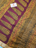 Natural Dyed Bagh Handblock Printed Dola Silk Saree - Mustard Yellow