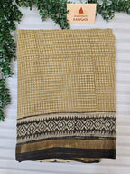 Handblock Printed Kota Doria - Check Yellow