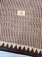 Handblock Printed Kota Doria Saree- Ajrakh Stripe