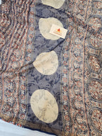 Handblock Printed Kota Doria Saree- Ajrakh Stripe