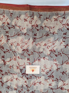 Handblock Printed Kota Doria Saree- Rust Stripe