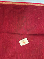 Pure Handwoven Maheshwari Star Motifs Saree - Blue Red