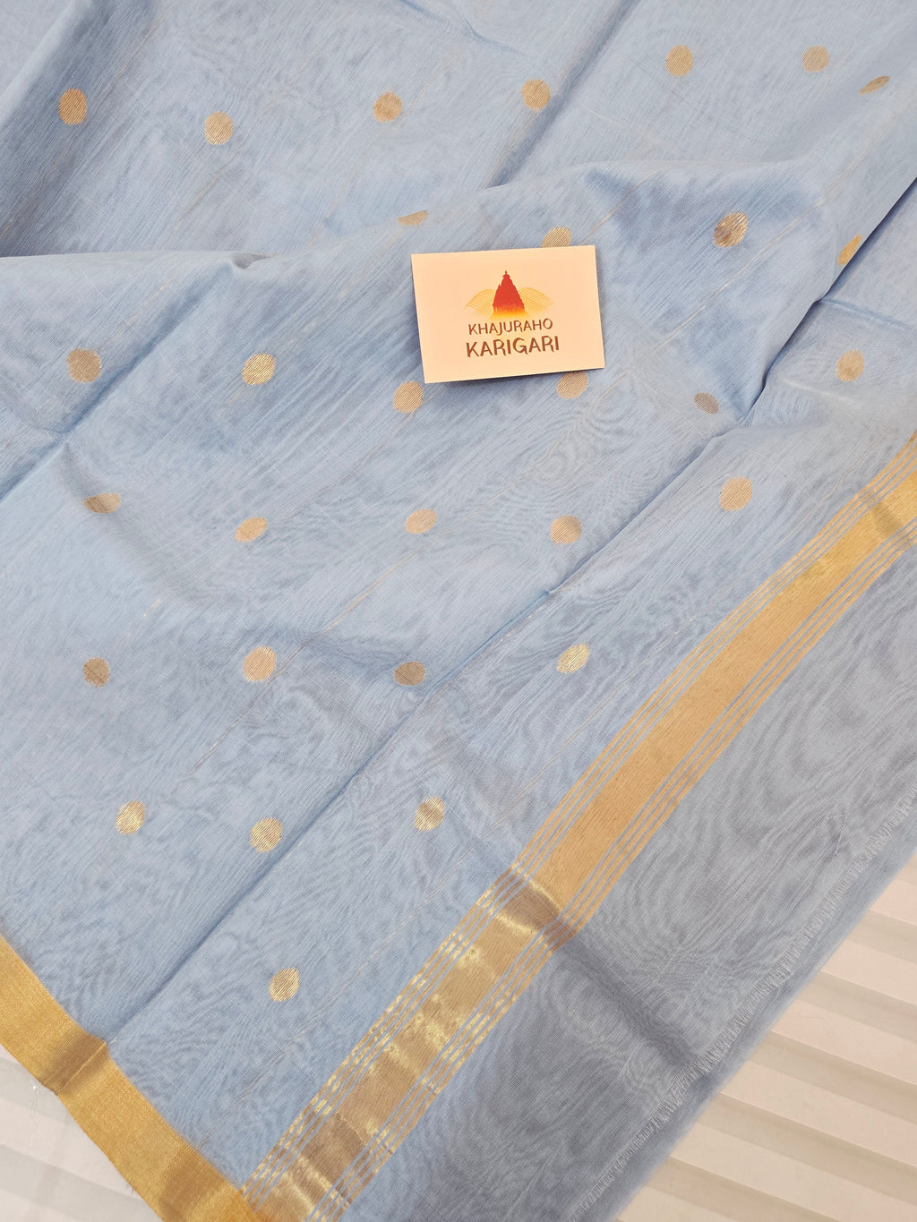 Pure Handwoven Chanderi Saree - Powdered Blue