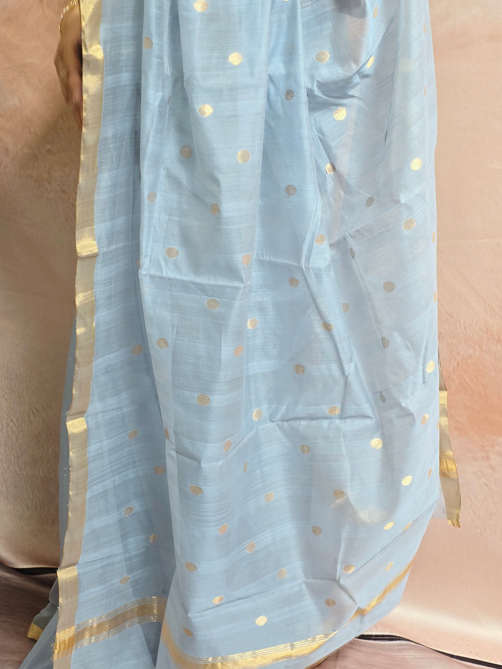 Pure Handwoven Chanderi Saree - Powdered Blue