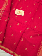 Maheshwari Saree Arrow motifs - Red