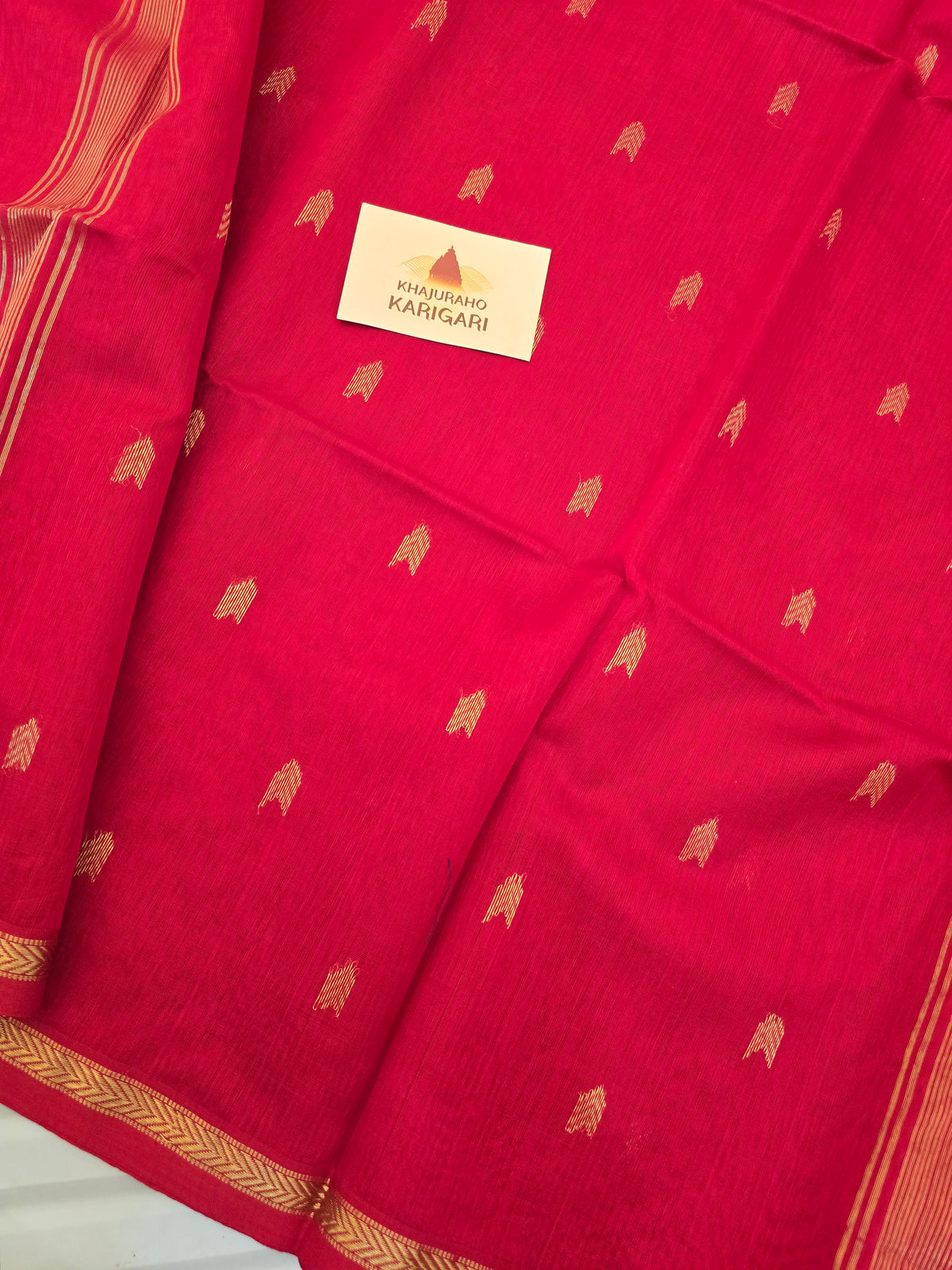 Maheshwari Saree Arrow motifs - Red
